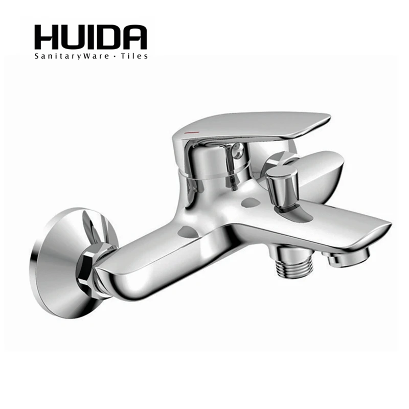 

HUIDA bathroom shower faucet contemporary single handle bath tub faucet wall mounted chrome plated cold hot water mixerHDA3263Y