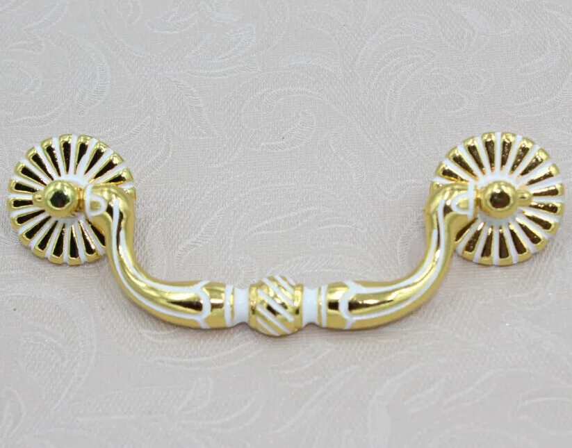 hole space 89mm shaky handle pulls gold white zinc alloy drawer dresser
