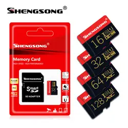 Shengsong ultra micro sd 64 ГБ и 128 Гб карты памяти 32 GB 16 GB micro sd card class 10 sd-карта Подарочная флеш-карта адаптера