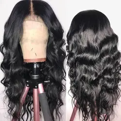 13x4 человеческие волосы на кружеве парики Glueless Remy бразильский волнистый кружевной парик предварительно сорвал для черных женщин 150%