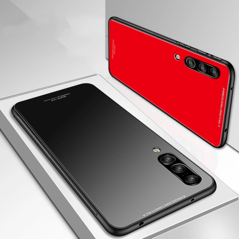Luxury For Samsung Galaxy A7 2018 Case Slim Fit Glossy Tempered Glass Soft Silicone Frame Shockproof Hard Cover A750 |