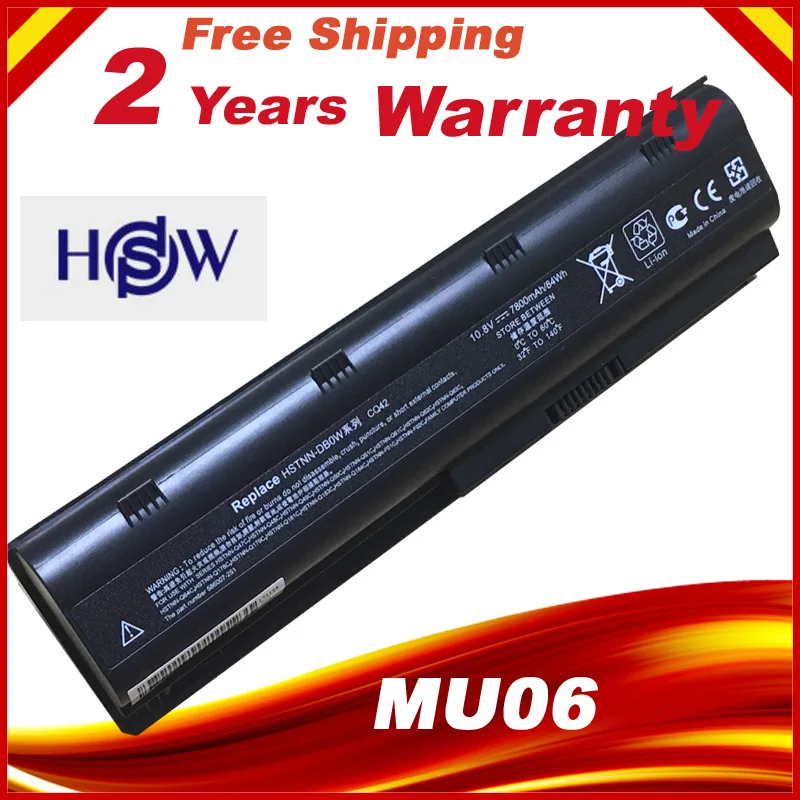 Аккумулятор 7800 мАч для HP Pavilion DM4 DM4T DV3 DV5 DV6 DV6T DV7 G4 G6 G7 G62 G62T G72 MU06 HSTNN UBOW CQ42 CQ56