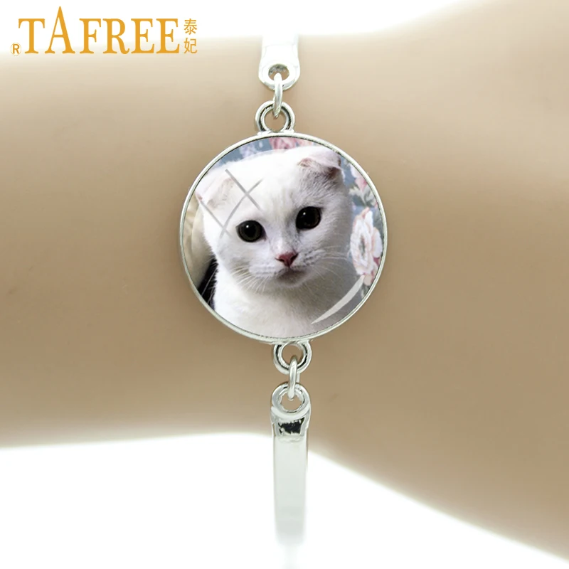 

TAFREE Super kawaii white Cat bracelet cute tabby cat liker jewelry vintage steampunk Halloween Black Cat women gifts NS579