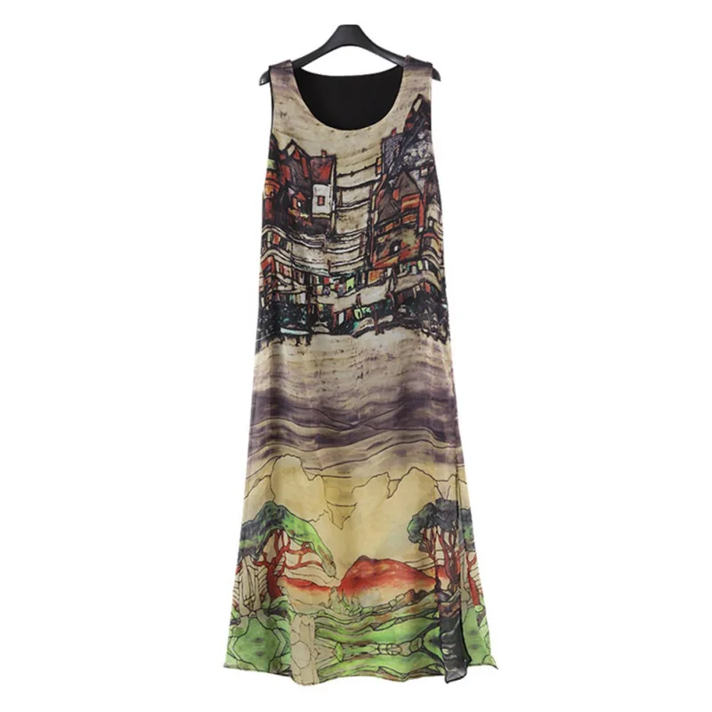 

New Fashion Women Sleeveless Silk Chiffon Long Maxi Dress Summer Beach Sundress Popular Dresses 2017