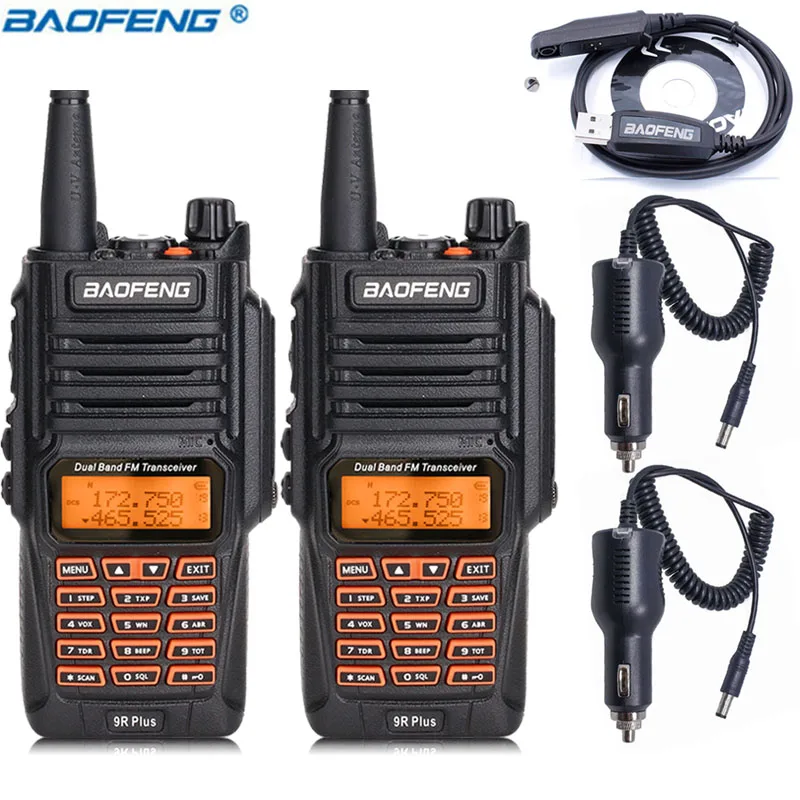 2 шт Baofeng UV-9R плюс рация 8 W высокой Мощность UHF VHF Двухдиапазонный IP67 Водонепроницаемый Портативный две рации