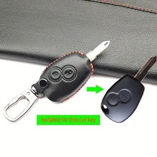 Para Renault Dacia Logan Sandero Clio Megane Kangoo Modus Espace Quente venda 1 pc 2 botões de caso chave De Couro Genuíno para a tampa do carro