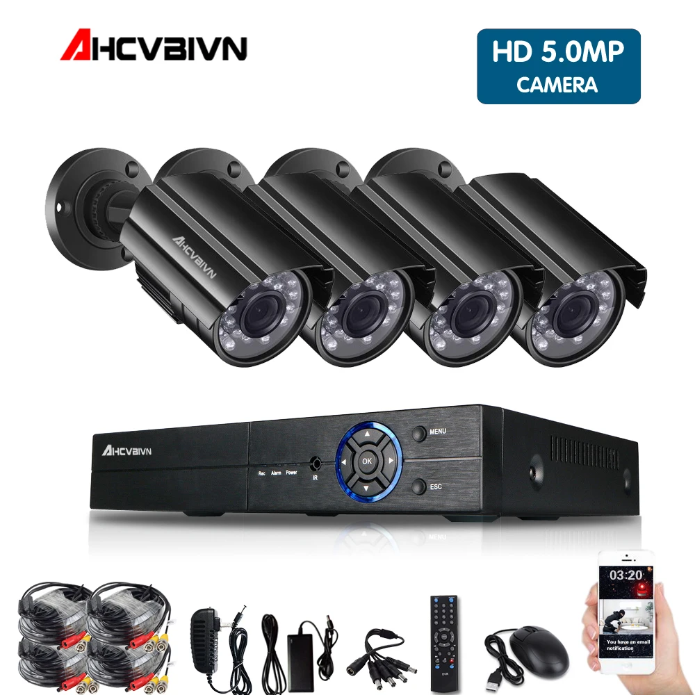 

5MP Security POE IP Camera Metal Network Camera Video Surveillance 4 Channel CCTV DVR Kit AHD Camera Set