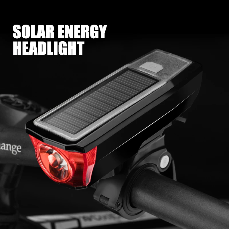 WasaFire 250lm USB recargable bicicleta frente luces 1 * T6 LED 5 Modo de bicicleta faros energía Solar luz de bicicleta luz con campana