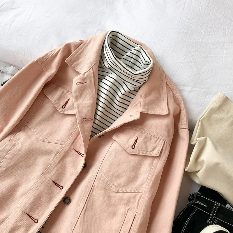 Chart Veste see Chart 2018 Femme Solide Automne Bouton Denim Mince Manteau Nouveau Tout Hiver See Tops Femmes allumette ZCZABq