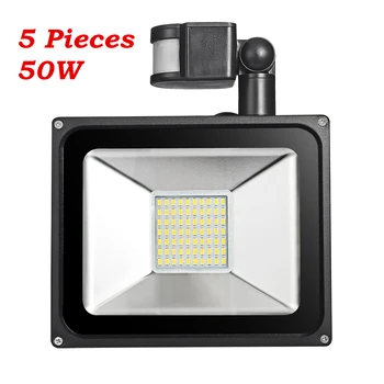 

5 Pcs 50W PIR Infrared Motion Sensor LED Flood Light 220V-240V SMD 2835 5500LM Sensor Floodlight LED Lamp For Outdoor Lighting