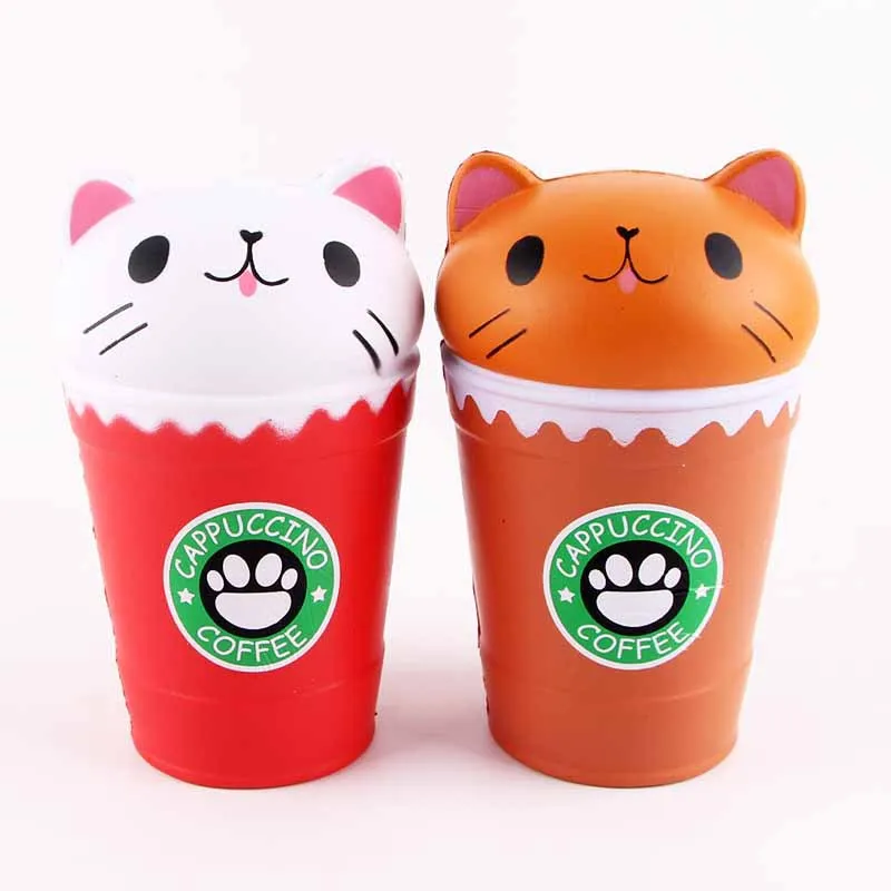 Мягкий антистресс Kawaii Squishies медленный рост Jumbo ароматизированный капучино кофейная чашка кошка забавные игрушки для детей мальчиков и девочек