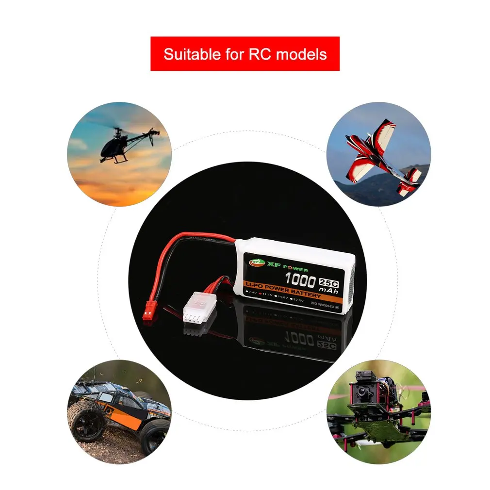 XF POWER 11.1V 1000mAh 25C 3S 3S1P Lipo Battery JST Plug Rechargeable For RC FPV Racing Drone Helicopter Car Boat Model