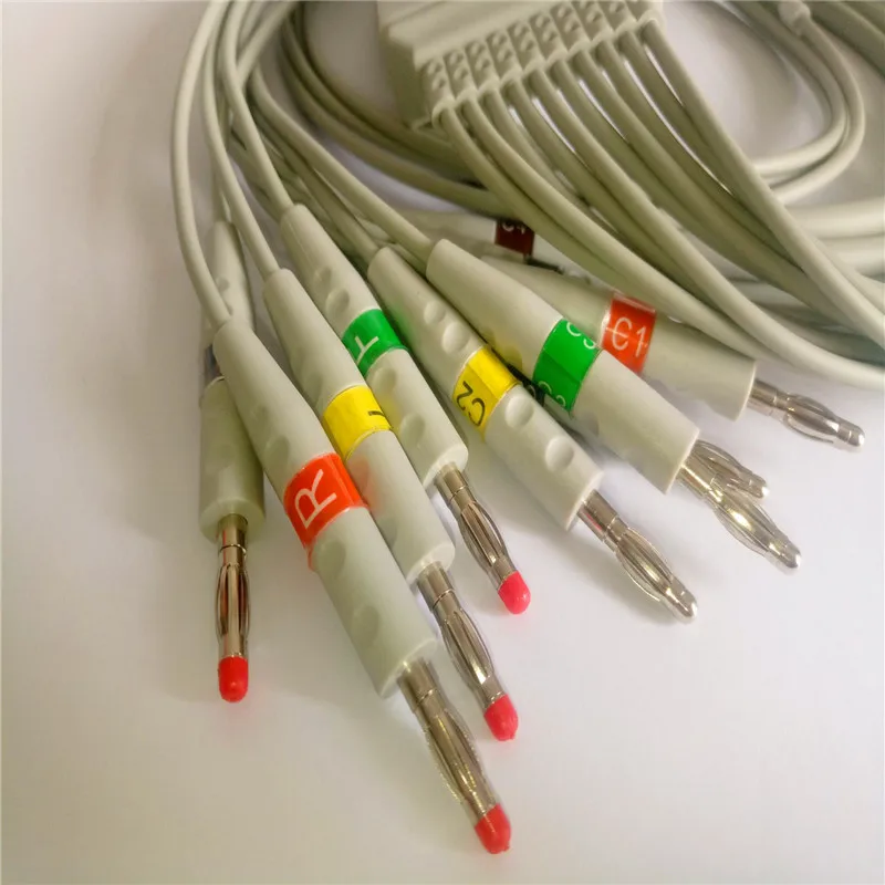 Совместим с кабелем Nihon Kohden ECG/EKG ECG 1250 1350 9101/9130/9132 4 0 Banana End без резистора|Монтажный