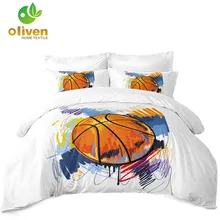 Basketball Bedding Set Colorful Oil Painting Duvet Cover Set Sports Design Bedding Soft Bedclothes Teens Bedroom Decor 3Pcs D40