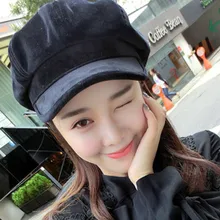 Вельветовые сплошной цвет крышки унисекс Простые Модные козырек игра-шоу Этап Одежда для девочек Шляпы Весна-осень глава носить аксессуары