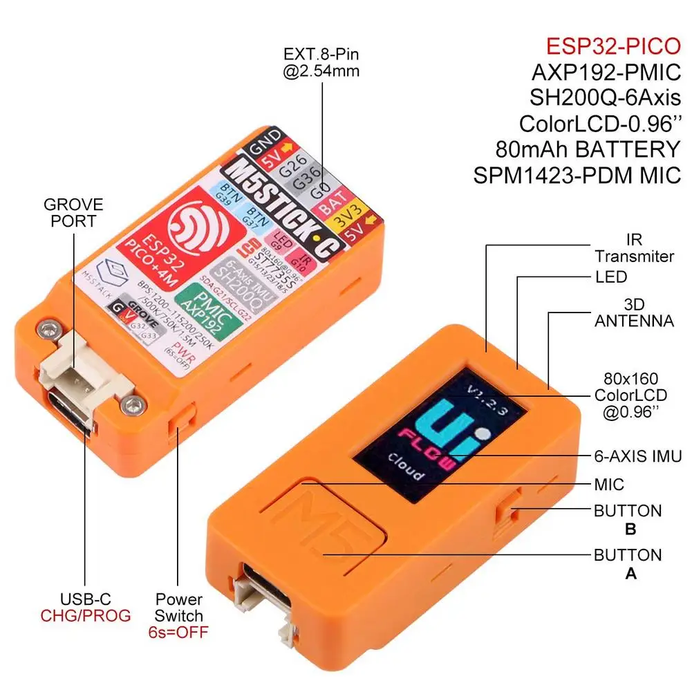 Для M5StickC ESP32 PICO Mini IoT макетная плата Пальчиковый компьютер с цветным ЖК экраном