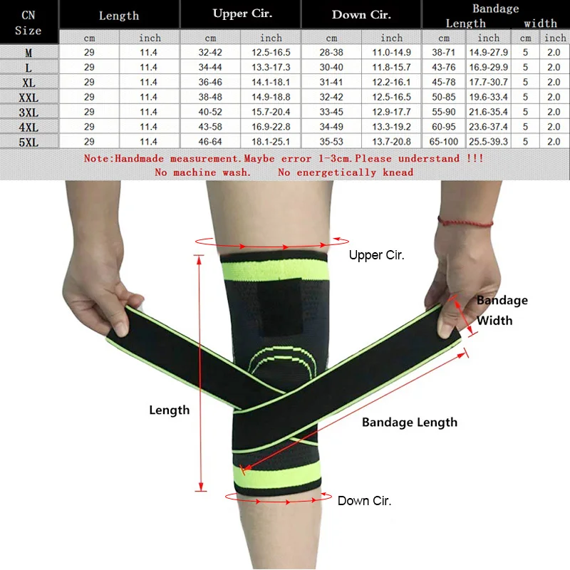 5XL баскетбольный теннис Пешие прогулки Велоспорт наколенник Поддержка 3D ткачество под давлением ремни бинты спортивные наколенники наколенник Защита 1 шт