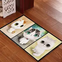 Вход Забавный мультфильм геометричный Кот коврик 3D открытый домашние тапочки Ванная комната ковер Нескользящие суперабсорбирующих Гостиная ковры