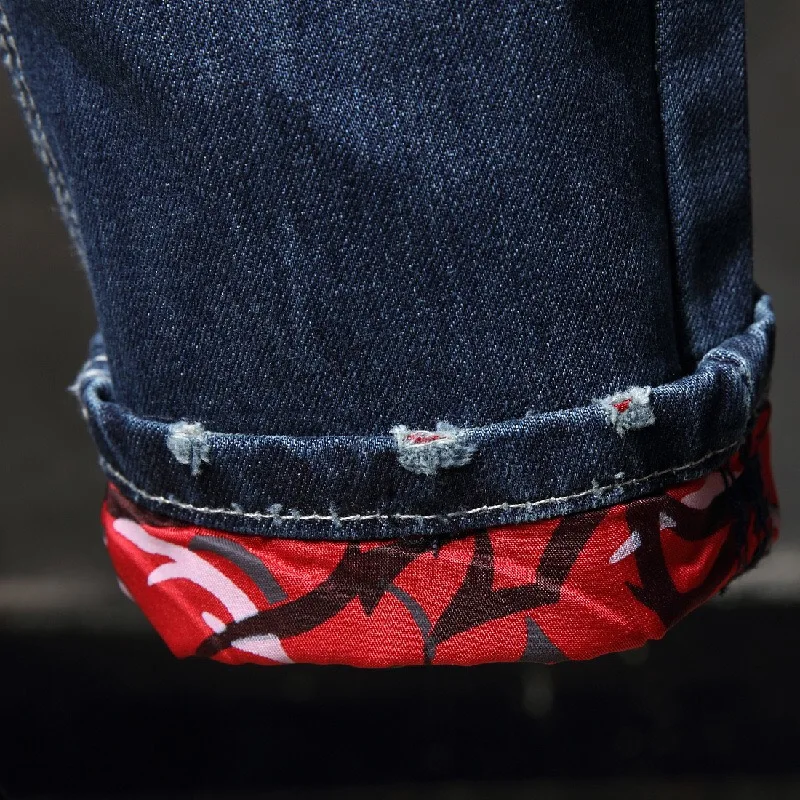 Pants With Stripes Hiphop Plus Size 38 Vintage Washed Straight Pants Stretch Jeans Men