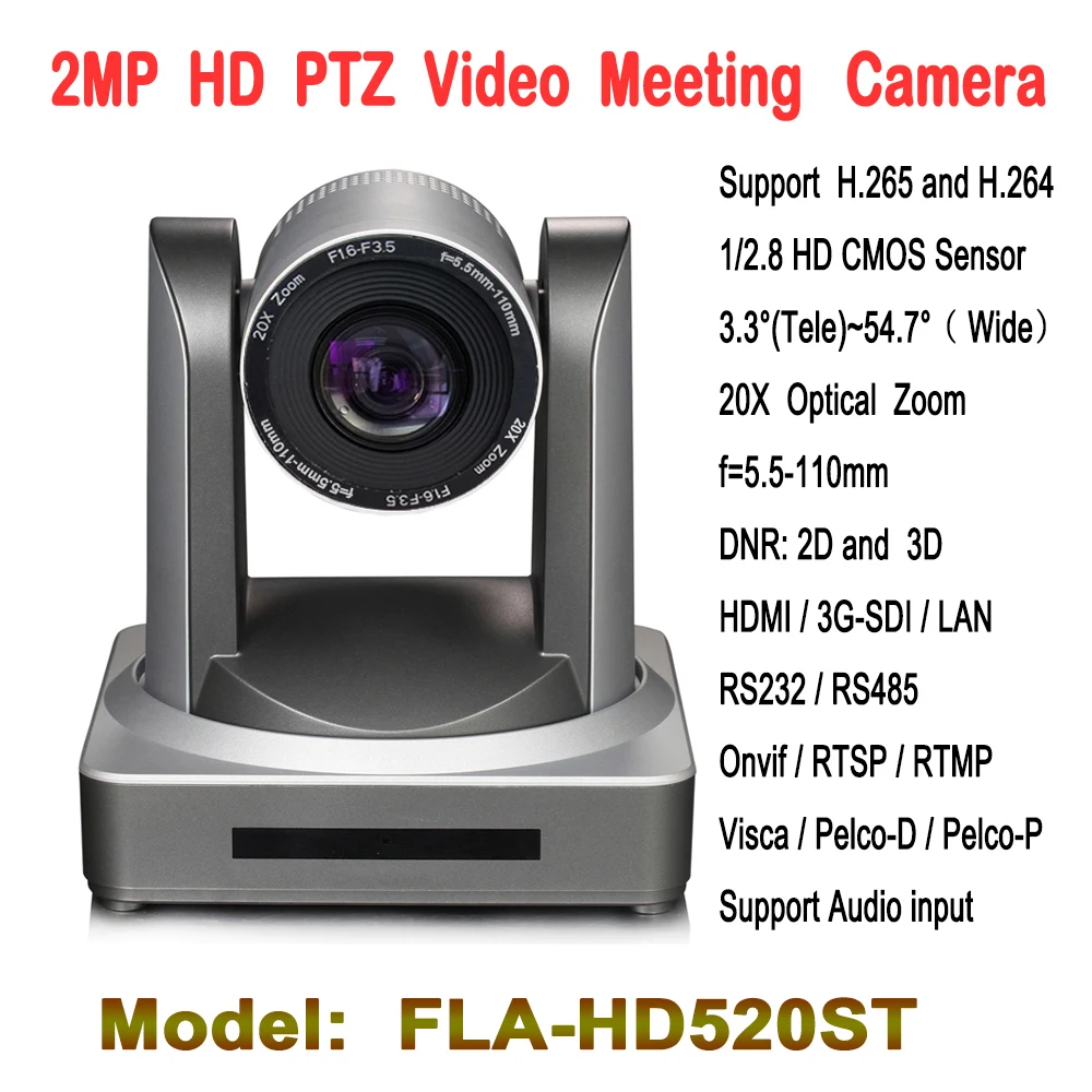  2.0 Megapixel 20x Zoom PTZ TELECAMERA di Video Conferenza HD-SDI IP HDMI di ingresso Audio Per Tele