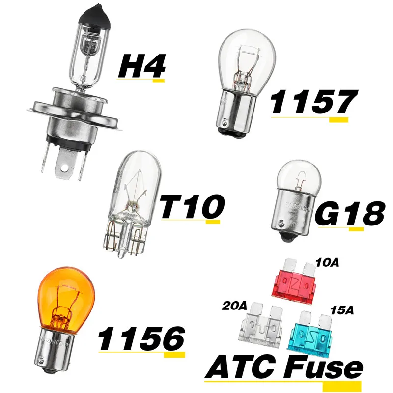 8 шт галогенная лампа набор аварийного освещения для автомобиля H4 1156 1157 G18 фара противотуманный светильник Запасной комплект с 10A 15A 20A предохранители