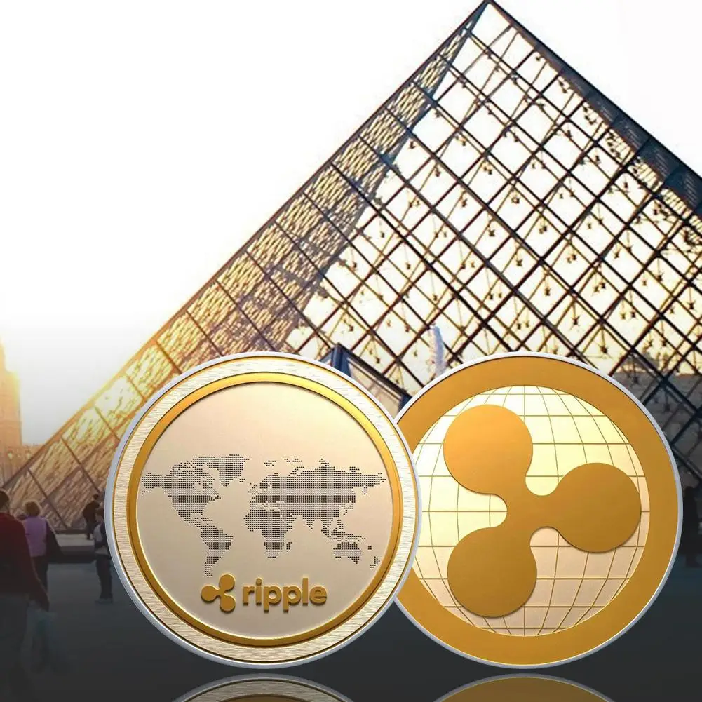 

Cryptocurrency Ripple Coin Commemorative Round XRP Ripple Crypto Currency Plated Coin Collectible Bit Coin Art Collection Gif