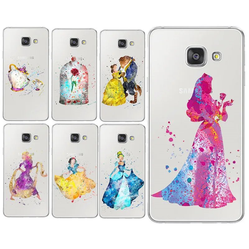 

Beauty of the beast Soft Cover For Samsung Galaxy A3 A5 A7 J1 J5 J7 2016 2017 Mermaid princess Mickey Mouse watercolor art case