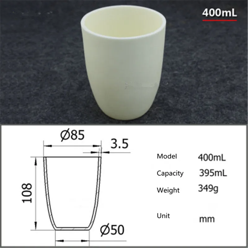 99.5 corundum crucible/Alumina ceramic crucible/400ml/Temperature