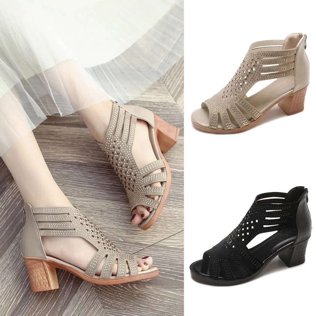 YOUYEDIAN/сезон весна-лето; женские босоножки на высоком каблуке; модная обувь в римском стиле с открытым носком; zapatos de fiestas mujer tipo;#25