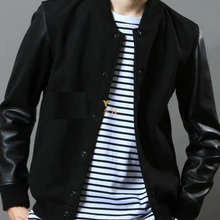 Новое поступление мужская повседневная куртка из натуральной овечьей кожи с шерстяной кашемир пэчворк весна и осень черный XL XXL 2XL