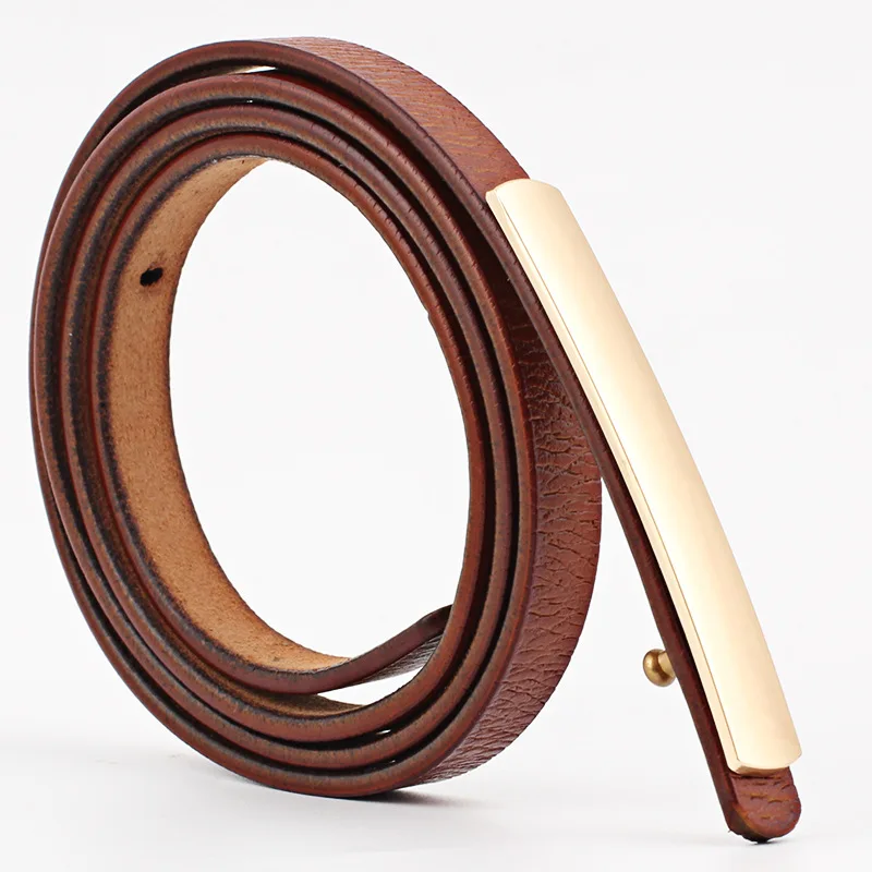 

2019 Fashion Designer Thin Genuine Leather Belt for Women White Black Red Waistband Strap Gold Metal Buckle Belts for Jeans New