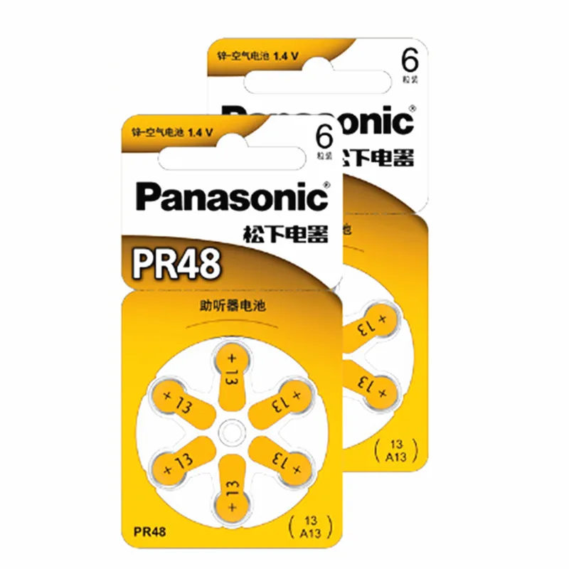 12 шт./2 pack Panasonic PR48 слуховой аппарат Батареи 7.9 мм* 5.4 мм 13 A13 глухих помощь acousticon кохлеарный Дисковые батареи