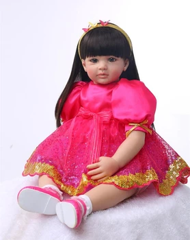 

Silicone Reborn Baby Doll Toys 55cm Princess Toddler Dolls With Long Hair Girls Brinquedos High Quality Limited Collection Dolls