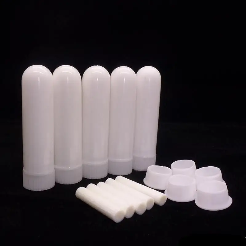 20Pcs/set Empty White Plastic Blank Nasal Aromatherapy Inhalers Tubes Sticks With Wicks For Essential Oil Nose Nasal Container