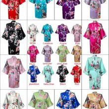 Хит, опт/розница, короткий стиль, женский Шелковый Атласный халат павлина для свадьбы, невесты, подружки невесты, женский цветочный халат, кимоно, Халат