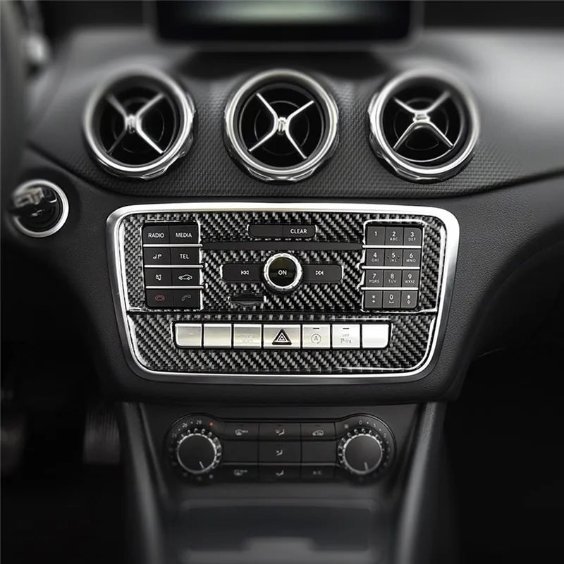 Углеродное волокно компакт-дисков кондиционер Управление Панель наклейки для автомобиля крышка для Mercedes W169 W245 W117 W156 класса B класс cla GLA