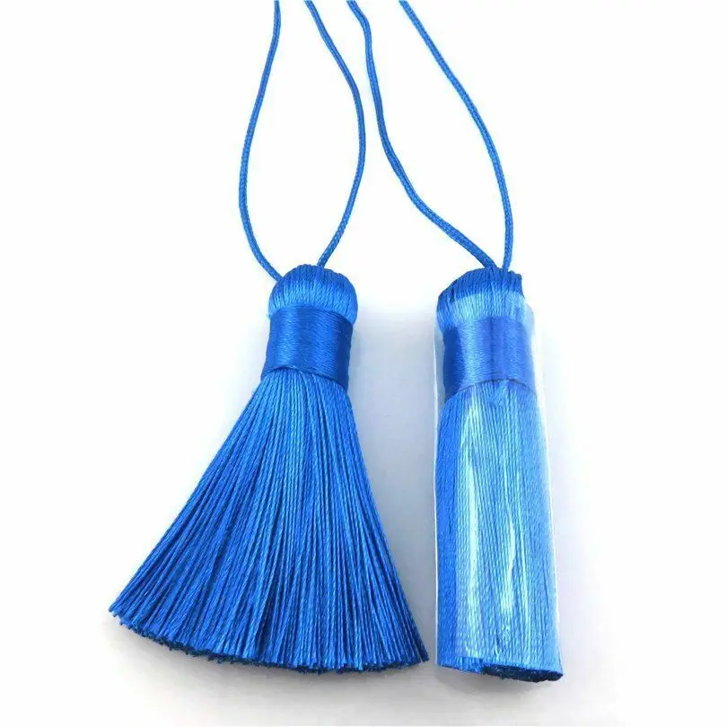 Light Blue x10pcs 10 шт х 5 см Ice Silk отделкой бахромой Ленточки для ремесленничество украшения окна Шторы Подушка Закладка для книги Flecos Para происхождение украшения - Цвет: Light Blue x10pcs