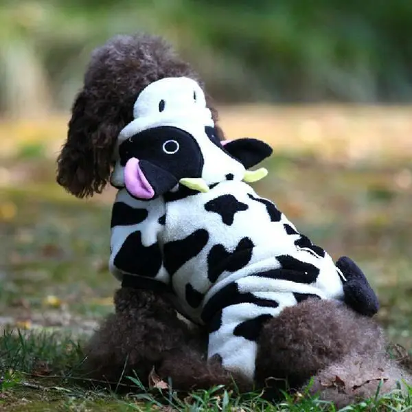 Корова флис костюм комбинезон пальто с капюшоном одежда для домашних животных щенок собаки XS размеры S M L XL большой горячий