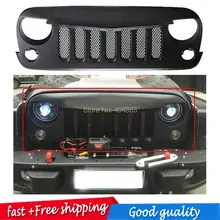 car Front Matt Black Angry Birds Grille Grid Grill with Mesh inserts Fit 07 08 09 10 11 12 13 14 15 for Jeep Wrangler 2/4 Door