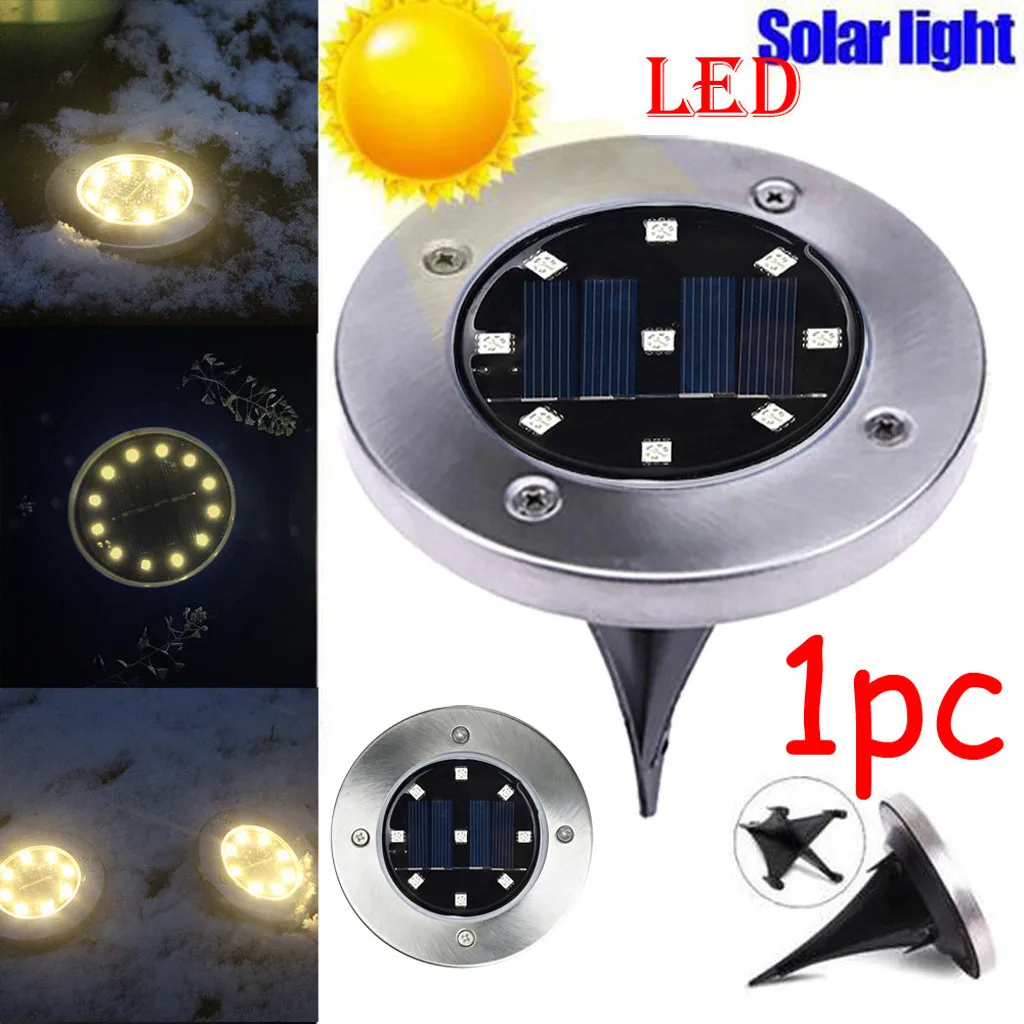 4/8 LED наружный садовый Сола мощный дисковый свет Солнечный светодиодный путь
