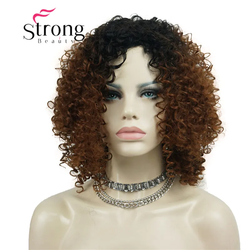 StrongBeauty афро кудрявый парик Синтетический Полный парик для женщин черный натуральный афро волосы парики