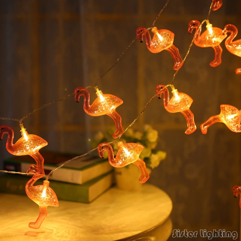 

Red Flamingo LED String Light 2XAA Battery Opetated BBQ Patio Party Christmas Wedding Decoration Creative Gift