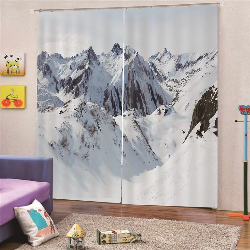 3D Digital Print Snow Mountain Curtain for Bedroom New shade for Living Room Printed Cloth Curtains Bedroom Decor Draps AP23