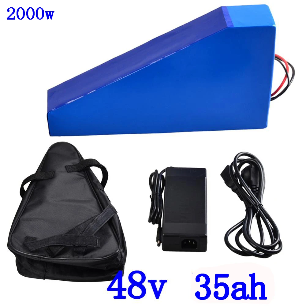 

48V 1000W 2000W Triangle battery pack 48V 35AH electric bike battery 48V 34AH lithium battery use LG cell with 54.6V 2Acharger