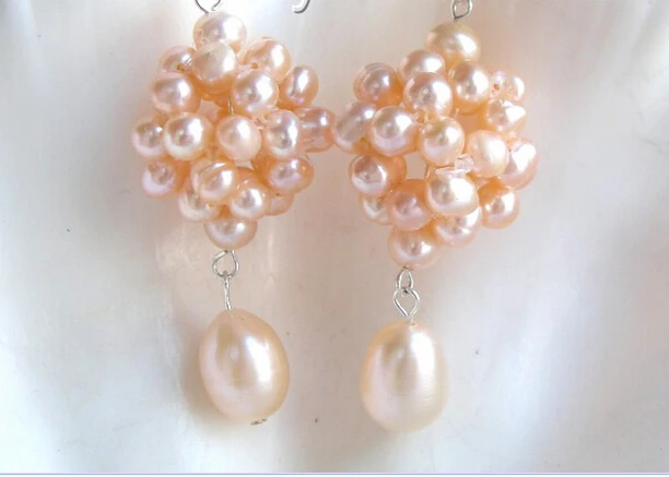 

Free shipping@@@@@wonderful pink natural freshwater pearls earrings 925s b866 6.09