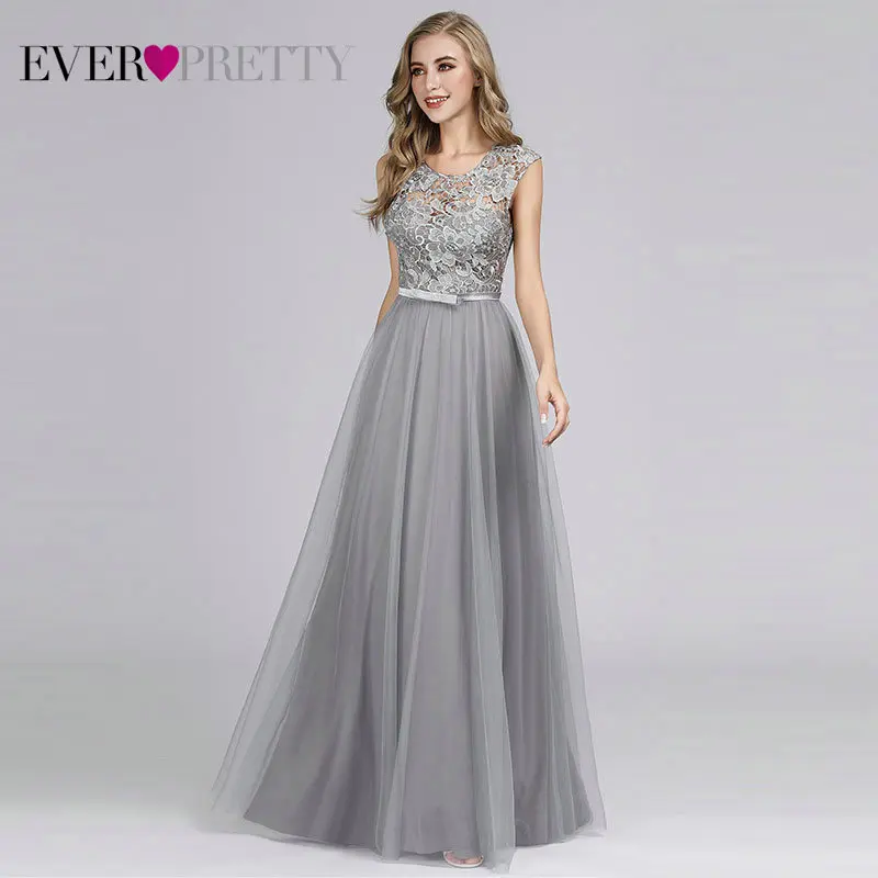 Robe De Soiree Ever Pretty открытые кружевные Длинные вечерние платья EZ07609 Тюль o-образным вырезом платье для банкета, вечеринки Abendkleider