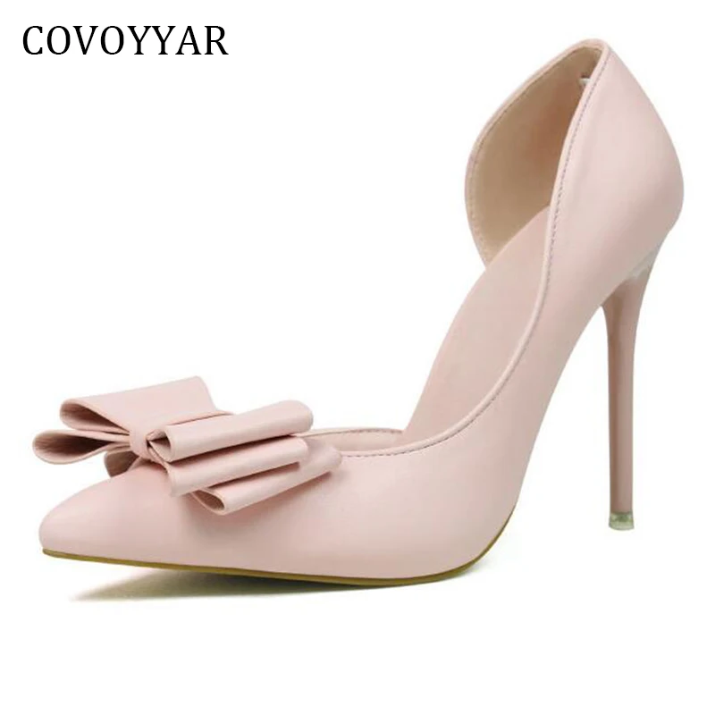 

COVOYYAR 2019 Fashion Bow Women High Heels Sexy Pointed Toe D'orsay Stiletto Pumps Spring Summer Party Wedding Shoes WHH570