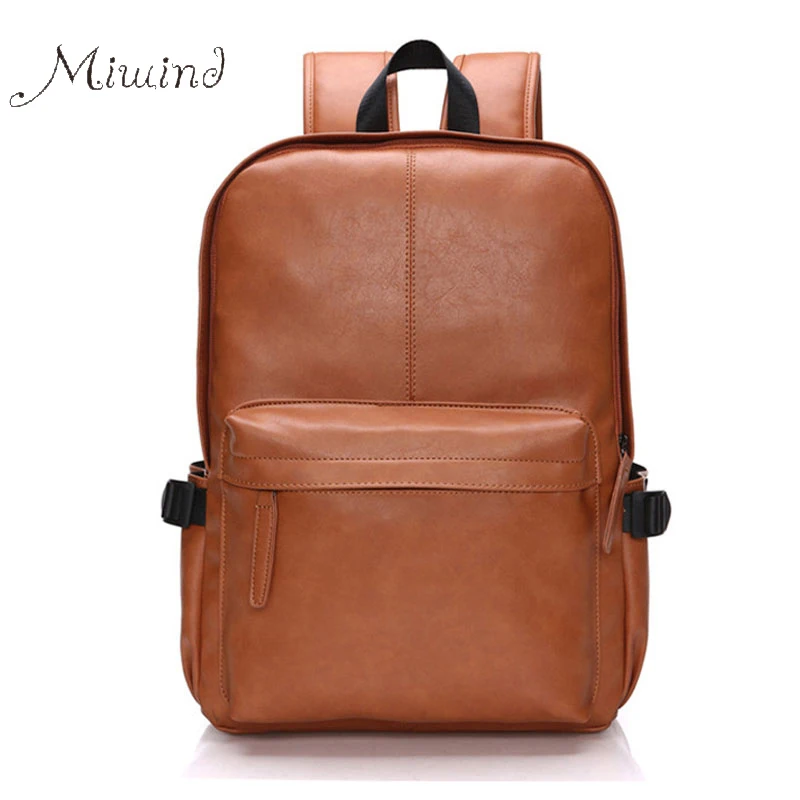 

2016 Vintage Minimalist Designer Solid Black Pu Leather Men Big Backpack School Laptop Bag Travel Big Rucksack Mochila Male