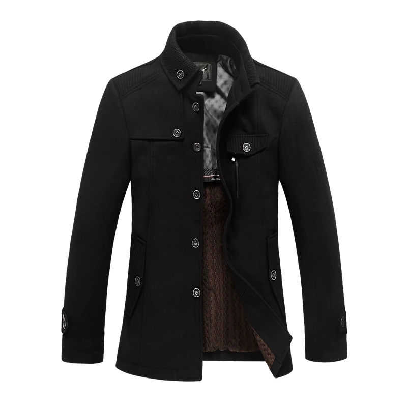 Fashion Men's Winter Coat Wool Blends Turn down Collar Warm Fleece