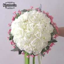 Kyunovia 24 шт. розы цветок 6 цветов искусственные цветы для невесты Руки Холдинг розы Свадебный букет невесты buque de noiva FW155